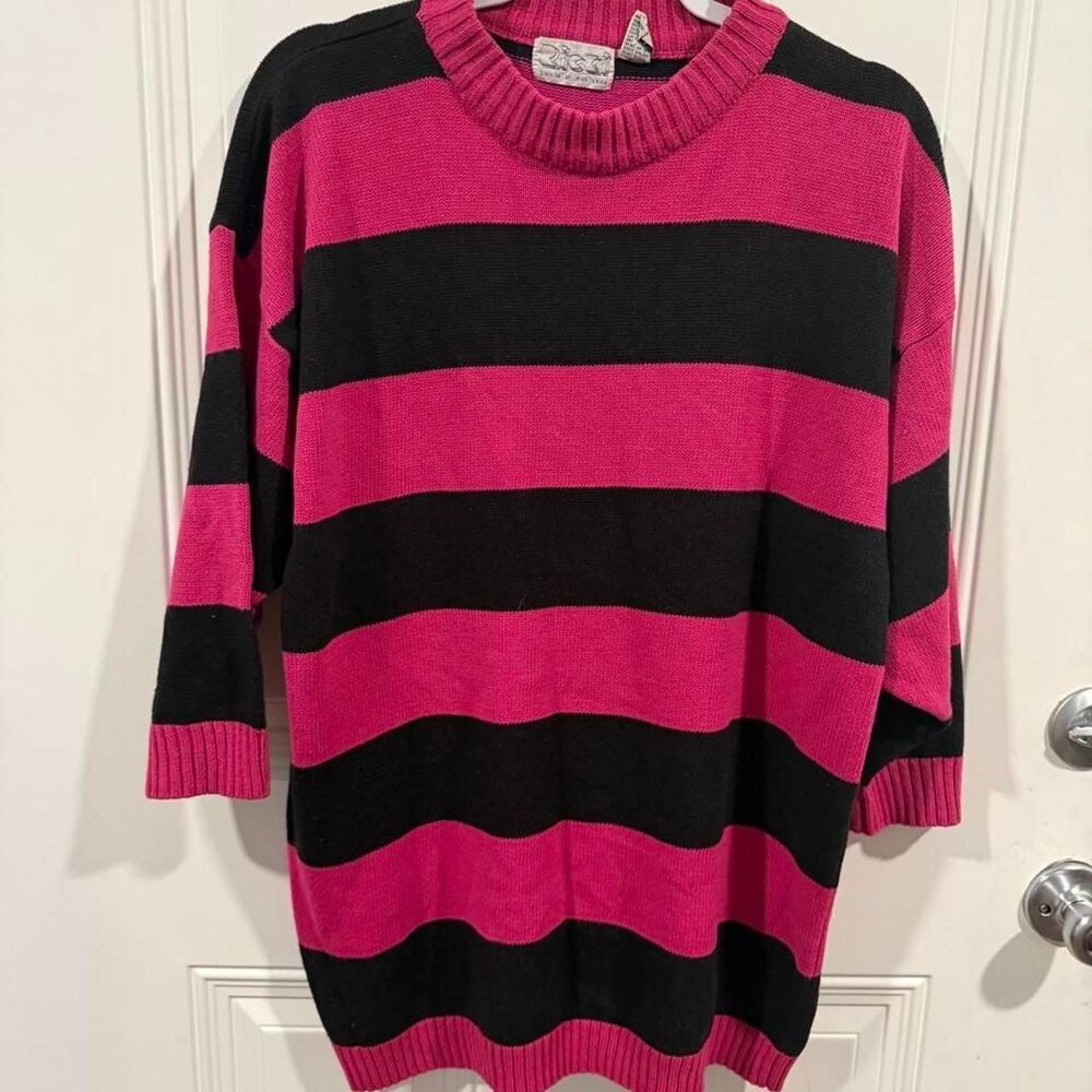 Erika-co Women's Pink and Black Jumper